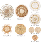 9 Pack Boho Wall Basket Set, hanging Woven Wall Basket Decor, Seagrass Rattan Wicker Boho Wall Decor, Eco-Friendly Round Art for Farmhouse Bedroom Living Room Display Table Settings Kitchen Home