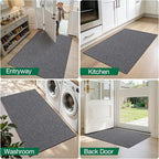 LUMI Ultra Thin Indoor Door Mat for Entrance 32"x48", Non Slip Entryway Mat, Low Profile Doormat, Unique Herringbone Design Carpet for Inside, Patio, Porch, Dark Gray