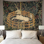 Semtomn Tapestry Artwork Wall Hanging Medieval Vintage Hunting Unicorn Captivity 70x90 Inches Home Decor Tapestries Mattress Tablecloth Curtain Print