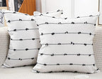 Set of 2 Boho Throw Pillow Covers 16x16,Black Off White Neutral Couch Pillow Case with Tassel Fringe Decorative，Modern Accent Farmhouse Cushion Covers for Sofa Couch Bed Living Room