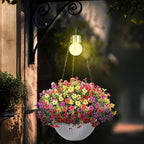 Artificial Faux Hanging Plants Flowers Basket for Spring Outdoor Outside Decorations, Fake Silk Daisy Look Real,Ferns in Planter UV Resistant Realistic for Front Door Yard Farmhouse Wedding Decor