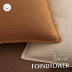 Foindtower Set of 2, Decorative Linen Soild Throw Pillow Covers Soft Accent Cushion Euro Case Boho Farmhouse Pillowcase for Chair Couch Sofa Bedroom Living Room Home Decor 24 x 24 Inch Autumn Orange