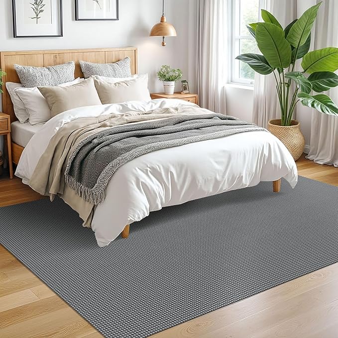 EARTHALL Woven Area Rugs 5x7 Ft Washable Living Room Rugs Non Slip Rubber Backed Dining Room Rug Braided Bedroom Rugs Indoor Floor Carpet for Living Room, Bedroom, Dining Room, Dark Gray