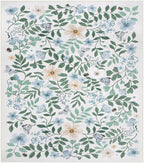 Lahome Reverie 8x10 Blue Boho Dining Room Rug Decor, Washable Area Rug for Living Room, Shabby Chic Floral Floor Carpets for Bedroom, Girls Apartment, Nursery Home Decor