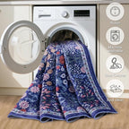 6x9 Area Rugs for Living Room: Floral Washable Rug Vintage Large Soft Boho Non-Slip Carpet Indoor Floor Stain Resistant Thin Carpets for Bedroom Dining Room Farmhouse Nursery Hallway Home Office Blue