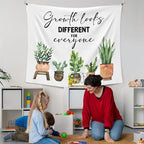 XLDLIOO Mental Health Gifts, Mental Health Plant Classroom Tapestry, Growth Looks Different for Everyone Tapestry Hanging for Bedroom, Inspirational Tapestries Wall Decor for Classroom Therapy Office Room 60x50in