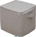 QILLOWAY Indoor/Outdoor Inflatable Stool, Ottoman Pouf Cube 16",All Weather Foot Rest for Camping or Home (Tan/Grey)