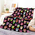 Throw Blanket for Couch, 300GSM Warm Soft Cozy Flannel Blanket, Cute Blanket for All Seasons Bedroom Home Decor Gifts, Colorful Boho Owls 50x60 Inches