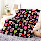 Throw Blanket for Couch, 300GSM Warm Soft Cozy Flannel Blanket, Cute Blanket for All Seasons Bedroom Home Decor Gifts, Colorful Boho Owls 50x60 Inches