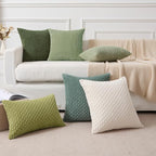 Kevin Textile Spring 14x20 Inch Pillow Cover 1 Pack Boho Decorative Soft Striped Corduroy Lumbar Farmhouse Solid Color Accent Rectangle Cushion Case for Living Room Couch Sofa Bed, Sage Green