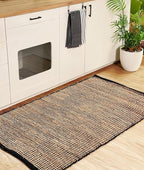 Chardin home 3x5 Jute Cotton Handwoven Area Rug | Braided Boho Farmhouse Rug in Natural Jute/Black | Rustic Vintage Floor Covering for Living Room, Bedroom, Kitchen, and Entryway