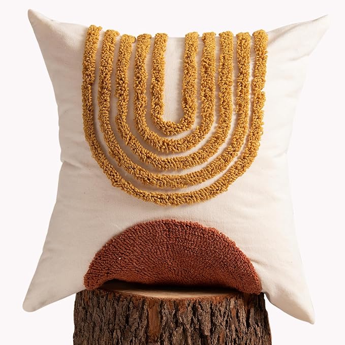 lifein 18x18 Pillow Covers-Throw Pillow Cover Tufted Boho Jacquard Pillow Covers Farmhouse Decorative Pillow Cover Pillow Cases for Gift Couch Sofa Bed Chair Living Room Home Decor