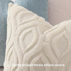 decorUhome Cozy Textured Throw Pillow Covers 12x20 Inch Set of 2, Soft Plush Faux Wool Beige Accent Couch Pillow Covers for Modern Farmhouse Sofa Bed Living Room