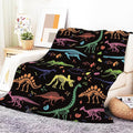 Throw Blanket for Couch, 300GSM Warm Soft Cozy Flannel Blanket, Cute Blanket for All Seasons Bedroom Home Decor Gifts, Colorful Dinosaurs 50x60 Inches