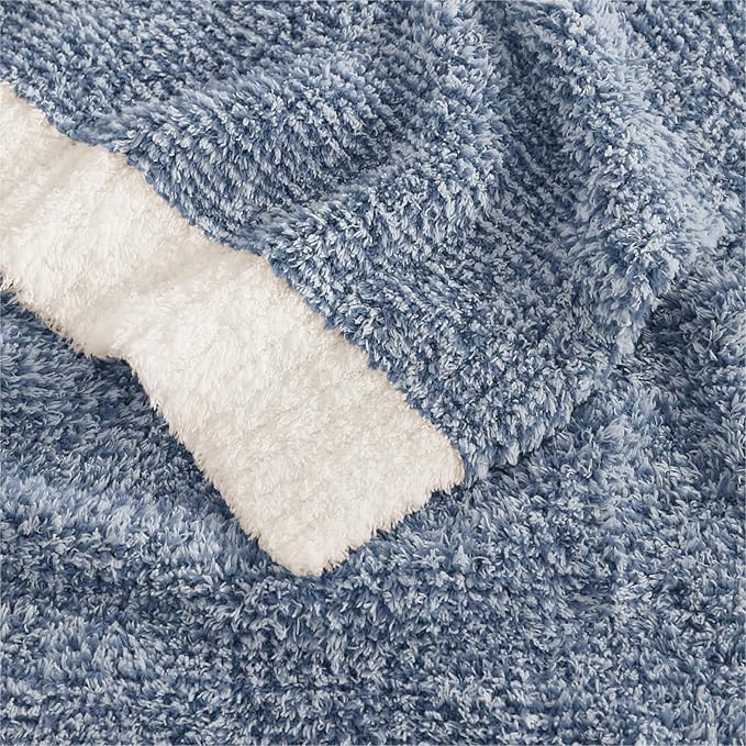 WRENSONGE Throw Blanket Cationic Dyeing Blue Soft Cozy Fluffy Warm Hand Made Weave Throw Blankets for Couch, Sofa, Chair, Bed, Camping, Picnic, Travel Lightweight Bed Blanket - 60"*80"