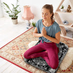 Mandala Meditation Cushion, Boho Meditation Mat, Meditation Pillows for Sitting on Floor, Cushions for Sitting in Home and Outdoor, Square Floor Pillow Cushion Seating for Yoga Accessories 22'' X 22''