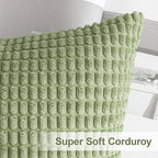 MIULEE Natural Green Pillow Covers 18x18 Inch Set of 4 Spring Modern Nordic Neutral Throw Pillows Forest Inspired Soft Corduroy Summer Couch Pillowcases Home Decor for Sofa Living Room Bed