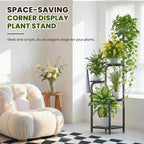 TOSKING 5 Tier Tall Plant Stand Indoor Outdoor,Anti-Tip Plant Stand indoor, Wide Base for Pots, Child and Pet Friendly,Heavy Duty Corner Shelf for Plants & Decor, Space Saving ,Tiered Metal Flower Pot Stand for Balcony, Garden, Living Room, Patio (Blac...