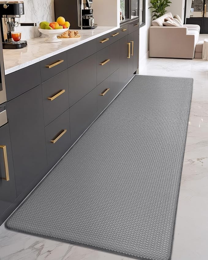 Color&Geometry Anti Fatigue Cushion Kitchen Mat for Floor -24"x94",Wide,Easy Clean, Water & Oil Proof, Anti Slip, Foam Rubber Runner Rug for Front Sink Comfort Standing,Grey
