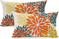 DFXSZ Orange Yellow Flower Pillow Covers 12x20 Inch Set of 2 Fall Throw Pillows Outdoor Waterproof Decor for Living Room Sofa Patio Funiture Garden Floral Polyester Pillow Covers 012E12