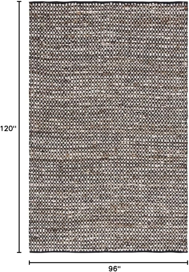 SAFAVIEH Area Rug 8x10 - Natura Collection - Large - Black & Ivory, Handmade Flat Weave Wool & Jute, Ideal for Living Room, Bedroom, Dining Space (NAT349Z)