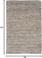 Dash & Albert Jute Handwoven Seaglass Rug, 7.5 X 9.5 Feet, Blue Solid Pattern