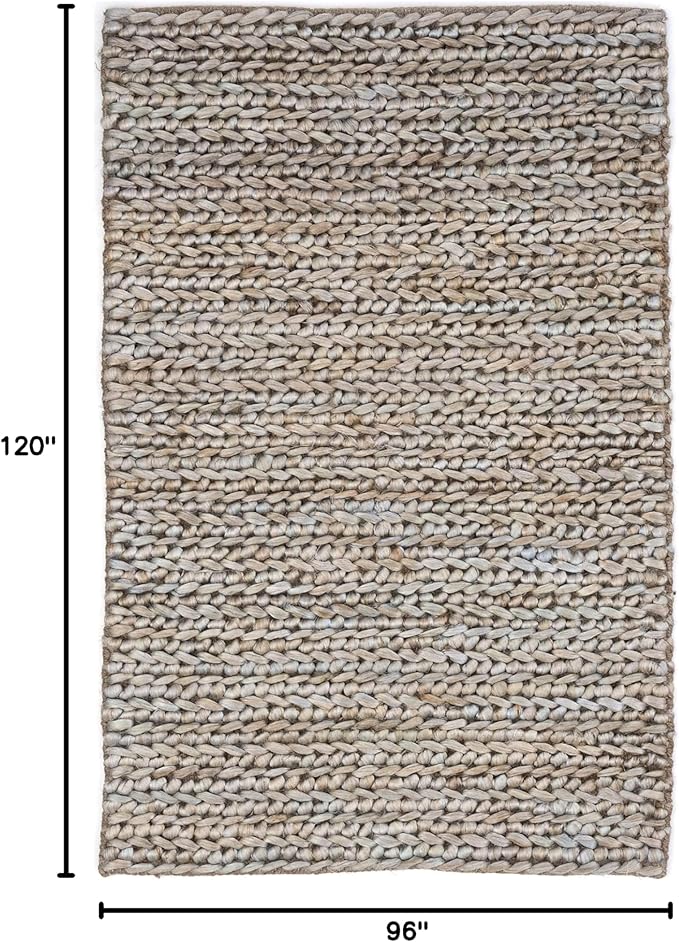 Dash & Albert Jute Handwoven Seaglass Rug, 7.5 X 9.5 Feet, Blue Solid Pattern
