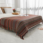 Bohemian Boho Throw Blankets, Knitted with Tassel, Outdoor Reversible Soft Cozy Lightweight Throw Blankets, Couch Bed Sofa Decorative Afghan Throw Blanket All Seasons Red 50x60 inches