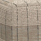 SIMPLIHOME Elmer Square Pouf - 18 inch Wide Handwoven Jute and Cotton Ottoman in Natural and Grey, Contemporary Footstool or Extra Seating for Living Room, Bedroom, or Kids Room, Assembled