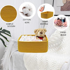 COMFY-HOMI 13" x 8.5" x 5.1" Storage Baskets for Organizing | Cotton Rope Woven Basket | Toy Storage Bin Box | Basket for Shelves, Closet Organizer Bin, Decorative Closet Shelf, 1 Pack, yellow