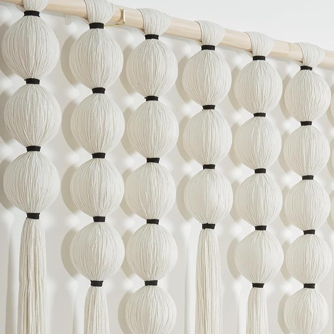 RUIZHIXUAN Large Macrame Wall Hanging Macrame Ball Wall Hangings Tapestry Cotton Textile Boho Wall Decor Art Bohemian headboard Handwoven 39" Wx38” L(Cream)