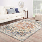 Area Rug 6×9, Large Vintage Boho Rug,Ultra-Soft Low Pile, Washable, Non Slip,Stain Resistant, Printed Carpet for Living Room Bedrooms Playroom Office Kitchen, Blue/Red