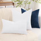 decorUhome Chenille White Spring Throw Pillow Covers 18x18 Inch Set of 2, Decorative Soft Couch Pillow Covers Solid Dyed Accent Farmhouse Neutral Square Pillow Cases for Sofa
