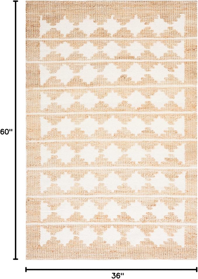SAFAVIEH Natural Fiber Collection Accent Rug - 3' x 5', Ivory & Natural, Handmade Farmhouse Jute & Wool, Ideal for High Traffic Areas in Entryway, Living Room, Bedroom (NF511A)