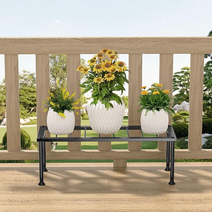 1 Tier Plant Stand: Ladder Plant Holder - Metal Flower Pot Stand - Heavy Duty Flower Rack for Living Room Patio Garden Corner Balcony and Courtyard.