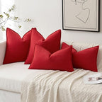 MIULEE Pack of 2 Red Decorative Pillow Covers 26x26 Inch Soft Chenille Luxurious Couch Throw Pillows Farmhouse Cushion Covers Euro Shams with Elegant Design for Sofa Bedroom Home Decor