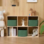 Small Organizing Baskets for Cubes Shelf, 9.7x9.7x7.1 Inch Rope Woven Storage Bins for Nursery Shelves Storage, Cute Toy Basket, Square 3 Packs Green