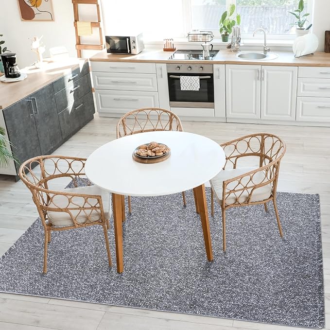 LUXE WEAVERS Solid Machine Woven Smoke 5x7 Area Rug, Indoor Stain-Resistant Carpet