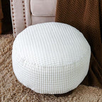 SUTAVIA Pouf Ottoman Cover Unstuffed Pouf Seat Decorative Soft Storage Bean Bag 20x20x8 Inches Floor Footrest for Living Room Bedroom (White, Round)