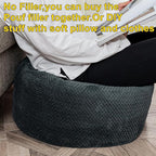 Asuprui Pouf Ottoman Unstuffed Ottoman Foot Rest No Filler Soft Foot Stool 20x20x12 Inches Fuzzy Chair Floor Pouf Chair with Storage for Living Room Bedroom Dark Gray