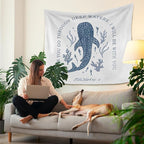 HUGANE Whale Shark Christian Tapestry, Isaiah 43:2 Bible Verse Tapestry Wall Hanging, Religious Bible Scripture Wall Blanket Backdrop Decor for Home Bedroom Living Room, 50x60 Inch