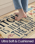 DEXI Kitchen Mats for Floor 2 Piece Set,17x29+17x59, Cushioned Standing Mat Anti Fatigue, Waterproof Comfort Farmhouse Padded for Laundry Room Office, Beige/Black