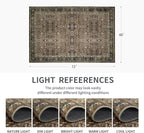4x6 Vintage Washable Area Rug for Living Room,Low Pile Non Slip Carpet Non-Shedding Small Area Rug Soft Indoor Stain Resistant Rug Floral Print Mat for Bedroom Dining Room Brown Floral