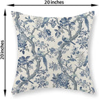 Chinoiserie Pillow Covers 20x20 Set of 2 Blue and White Bird Floral Throw Pillows Vintage Blue Flowers Decorations Outdoor Pillowcase Chinoiserie Decor Farmhouse Cushion Case for Couch Home