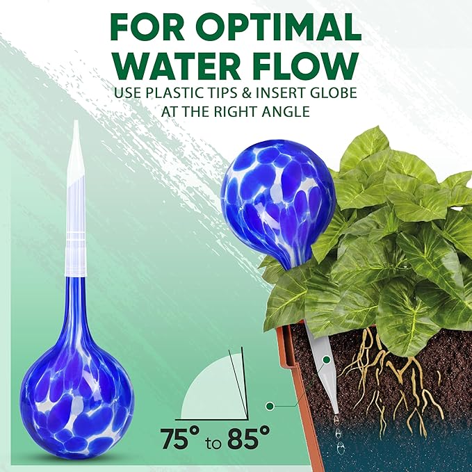 Plant Watering Globes Set of 8 - Large Self Watering Globes for Indoor & Outdoor Plants - Multicolored, Automatic, Glass Watering Bulbs for Daily Use, Plant Watering Devices