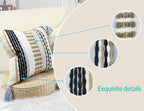 Boho Throw Pillow Covers 18x18 Aesthetic Neutral Boucle Couch Pillow Cover Rainbow Striped Decorative Accent Pillow Case for Couch Bed Sofa Farmhouse Bedroom,Modern Funky,Set of 2 Khaki