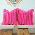 JOJUSIS Pack of 2 Faux Fur Plush Decorative Throw Pillow Covers Couch Cushion Case Soft Pillowcases (Hot Pink, 24 x 24-Inch)
