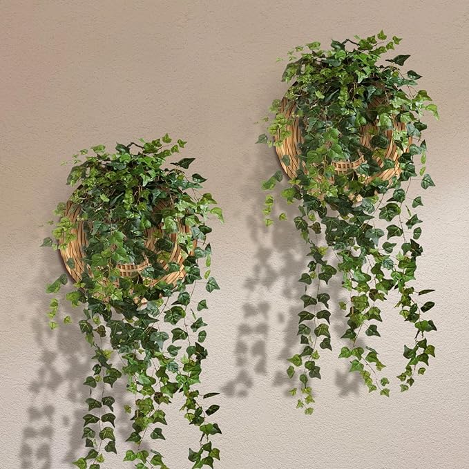 Set of 2 Wall Planter for Indoor Plants, Boho&Farmhouse Wall Decor for Living Room, Bathroom,Hanging Planter for Artificial Flower Plants(Brown)