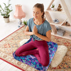 Mandala Meditation Cushion, Boho Meditation Mat, Meditation Pillows for Sitting on Floor, Cushions for Sitting in Home and Outdoor, Square Floor Pillow Cushion Seating for Yoga Accessories 22'' X 22''