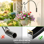 Heavy Duty Plant Hanger Bracket (16"/Black), 80lbs Weight Capacity - Outdoor Hand-Forged Hanging Plant Bracket Durable and Stable Bird Feeder Hanger